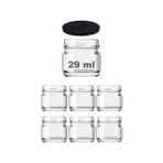 Afracam 29 cc Kavanoz Metal Siyah Konserve Kapaklı 29 ml Şeffaf Küçük Cam Kavanoz 6 Adet