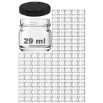 Afracam 29 ml Konserve Küçük Numune Kavanoz Siyah Metal Kapaklı Şeffaf Cam 29 cc Paşabahçe (100)