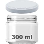 Afracam 300 cc Kavanoz Metal Beyaz Konserve Kapaklı 300 ml Şeffaf Cam Kavanoz 1 Adet