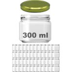 Afracam 300 cc Kavanoz Metal Gold Konserve Kapaklı 300 ml Şeffaf Cam Kavanoz 48 Adet