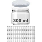 Afracam 300 ml Metal Beyaz Kapaklı Şeffaf Cam Kavanoz 48 Adet