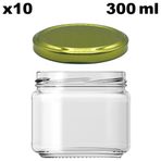 Afracam 300 Ml Metal Gold Kapaklı Şeffaf Cam Kavanoz 10 Adet
