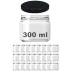 Afracam 300 Ml Metal Siyah Kapaklı Şeffaf Cam Kavanoz 24 Adet