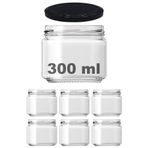 Afracam 300 ml Metal Siyah Konserve Kapaklı 300 Cc Şeffaf Magnolya Cam Kavanoz 6 Adet
