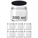 Afracam 300 ml Şeffaf Konserve Cam Kavanoz Metal Siyah Kapaklı 6 Adet (300 cc)