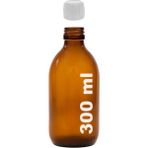 Afracam 300 ml Yuvarlak Ecza Şurup Şişesi Kilitli Beyaz Kapaklı 300 cc Amber Kahverengi Cam Şişe 1 Adet