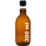 Afracam 300 ml Yuvarlak Ecza Şurup Şişesi Kilitli Siyah Kapaklı 300 cc Amber Kahverengi Cam Şişe 1 Adet