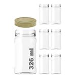 Afracam 326 ml Cam Kavanoz 326 cc Bal Kavanozu Derin Metal Gold Kapaklı 6 Adet