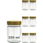 Afracam 350 ml Kavanoz Altın Derin Kapaklı 350 cc Şeffaf Reçel, Marmelat Cam Kavanoz Deep 6 Adet