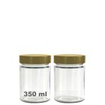 Afracam 350 ml Kavanoz Metal Derin Kapaklı 350 Cc Şeffaf Reçel, Marmelat Cam Kavanoz Deep 2 Adet (Altın Kapak)