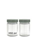 Afracam 350 ml Kavanoz Metal Derin Kapaklı 350 Cc Şeffaf Reçel, Marmelat Cam Kavanoz Deep 2 Adet (Gümüş Kapak)