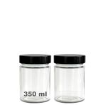 Afracam 350 ml Kavanoz Metal Derin Kapaklı 350 Cc Şeffaf Reçel, Marmelat Cam Kavanoz Deep 2 Adet (Siyah Kapak)