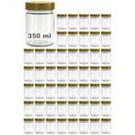 Afracam 350 ml Kavanoz Metal Derin Kapaklı 350 Cc Şeffaf Reçel, Marmelat Cam Kavanoz Deep 50 Adet (Altın Kapak)