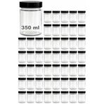 Afracam 350 ml Kavanoz Metal Derin Kapaklı 350 Cc Şeffaf Reçel, Marmelat Cam Kavanoz Deep 50 Adet (Siyah Kapak)