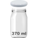 Afracam 370 cc Kavanoz Metal Beyaz Konserve Kapaklı 370 ml Şeffaf Cam Kavanoz 1 Adet