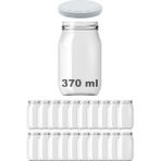 Afracam 370 cc Kavanoz Metal Beyaz Konserve Kapaklı 370 ml Şeffaf Cam Kavanoz 20 Adet