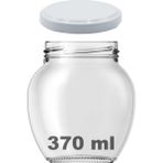 Afracam 370 cc Kavanoz Metal Beyaz Konserve Kapaklı 370 ml Şeffaf Yumurta Cam Kavanoz 1 Adet