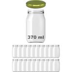 Afracam 370 cc Kavanoz Metal Gold Konserve Kapaklı 370 ml Şeffaf Cam Kavanoz 20 Adet
