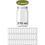 Afracam 370 cc Kavanoz Metal Gold Konserve Kapaklı 370 ml Şeffaf Cam Kavanoz 40 Adet