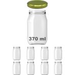 Afracam 370 cc Kavanoz Metal Gold Konserve Kapaklı 370 ml Şeffaf Cam Kavanoz 8 Adet