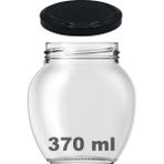 Afracam 370 cc Kavanoz Metal Siyah Konserve Kapaklı 370 ml Şeffaf Yumurta Cam Kavanoz 1 Adet
