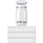 Afracam 370 ml Metal Beyaz Kapaklı Şeffaf Cam Kavanoz 40 Adet