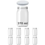 Afracam 370 Ml Metal Beyaz Kapaklı Şeffaf Cam Kavanoz 8 Adet