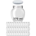Afracam 370 ml Metal Beyaz Kapaklı Şeffaf Yumurta Cam Kavanoz 36 Adet