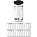 Afracam 370 Ml Metal Siyah Kapaklı Şeffaf Cam Kavanoz 20 Adet