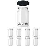 Afracam 370 Ml Metal Siyah Kapaklı Şeffaf Cam Kavanoz 8 Adet