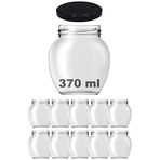 Afracam 370 ml Metal Siyah Kapaklı Şeffaf Yumurta 10 Adet Cam Kavanoz