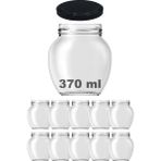 Afracam 370 ml Metal Siyah Kapaklı Şeffaf Yumurta 10 Adet Cam Kavanoz