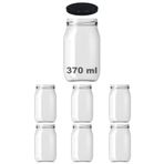Afracam 370 ml Şeffaf Cam Kavanoz 370 cc Konserve Metal Kapaklı Cam Kavanoz 6 Adet (Şeffaf, 370 cc)