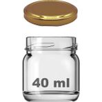 Afracam 40 cc Kavanoz Metal Gold Konserve Kapaklı 40 ml Şeffaf Küçük Numune Cam Kavanoz 1 Adet