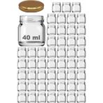 Afracam 40 cc Kavanoz Metal Gold Konserve Kapaklı 40 ml Şeffaf Küçük Numune Cam Kavanoz 50 Adet