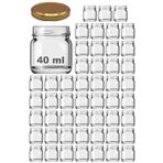 Afracam 40 ml Metal Gold Kapaklı 40 Cc Şeffaf Numune Cam Kavanoz Küçük 50 Adet