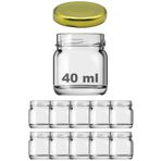 Afracam 40 Ml Metal Gold Kapaklı Şeffaf Cam Kavanoz 10 Adet