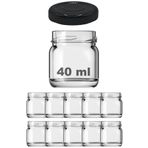 Afracam 40 Ml Metal Siyah Kapaklı Şeffaf Cam Kavanoz 10 Adet