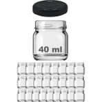 Afracam 40 Ml Metal Siyah Kapaklı Şeffaf Cam Kavanoz 25 Adet