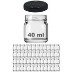 Afracam 40 Ml Metal Siyah Kapaklı Şeffaf Cam Kavanoz 50 Adet