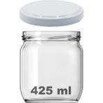 Afracam 425 cc Kavanoz Metal Beyaz Konserve Kapaklı 425 ml Şeffaf Cam Kavanoz 1 Adet