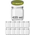 Afracam 425 cc Kavanoz Metal Gold Konserve Kapaklı 425 ml Şeffaf Cam Kavanoz 10 Adet