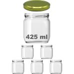Afracam 425 cc Kavanoz Metal Gold Konserve Kapaklı 425 ml Şeffaf Cam Kavanoz 5 Adet