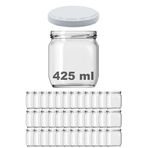 Afracam 425 ml Metal Beyaz Kapaklı Şeffaf Cam Kavanoz 36 Adet