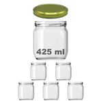 Afracam 425 ml Metal Gold Kapaklı Şeffaf Cam Kavanoz 5 Adet