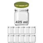 Afracam 425 ml Metal Gold Konserve Kapaklı 425 Cc Şeffaf Cam Kavanoz 10 Adet