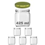 Afracam 425 ml Metal Gold Konserve Kapaklı 425 Cc Şeffaf Cam Kavanoz 5 Adet