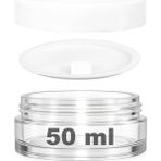 Afracam 50 cc Kavanoz Plastik Beyaz Kapaklı 50 ml Şeffaf Cam Krem Kavanoz 1 Adet