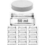 Afracam 50 cc Kavanoz Plastik Beyaz Kapaklı 50 ml Şeffaf Cam Krem Kavanoz 12 Adet
