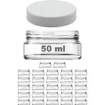 Afracam 50 cc Kavanoz Plastik Beyaz Kapaklı 50 ml Şeffaf Cam Krem Kavanoz 27 Adet